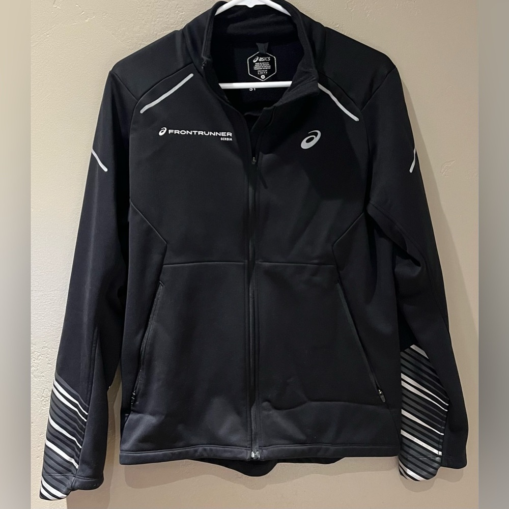 asics Zippered Jacket with Frontrunner Serbia Logo Graphic Size Small